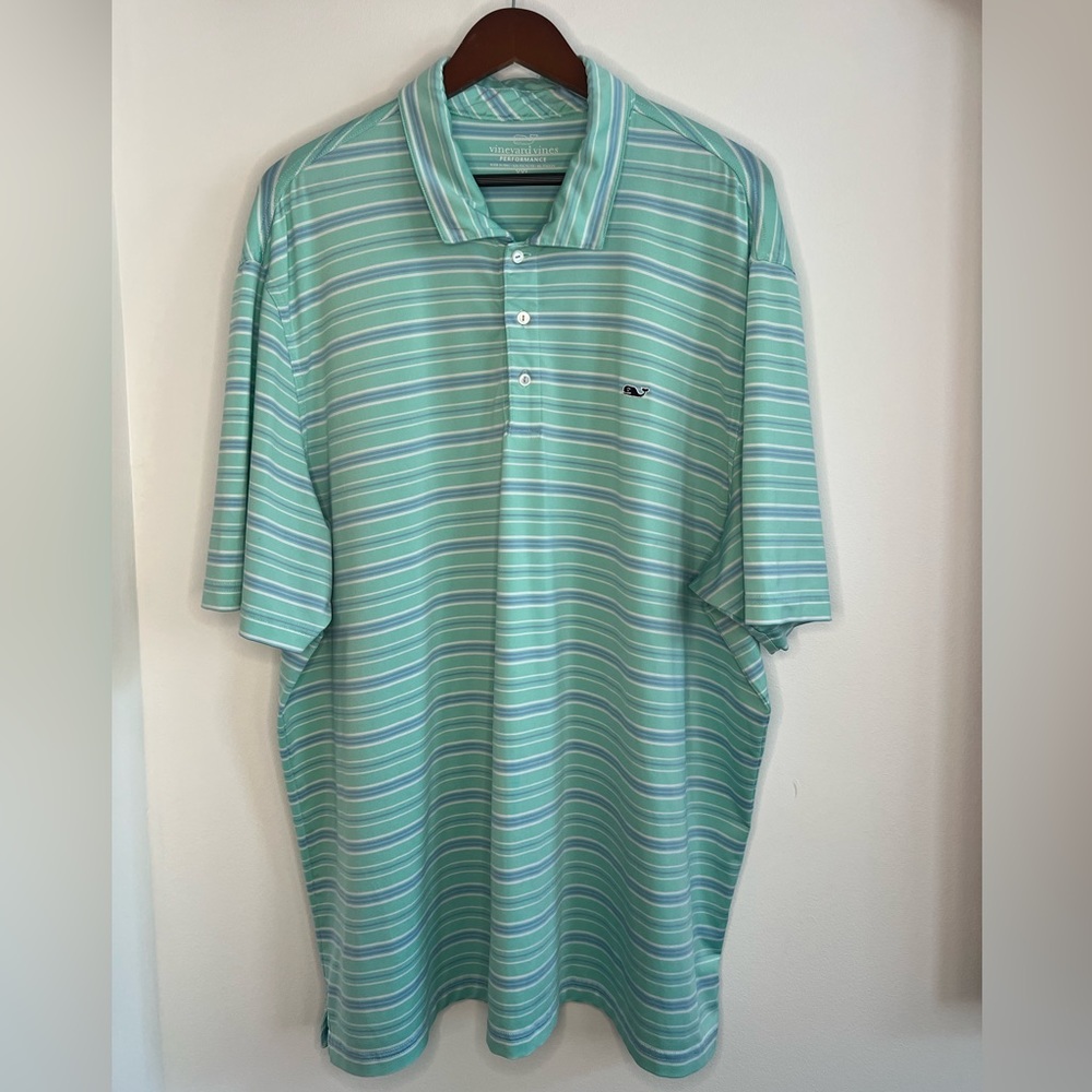 Vineyard Vines Men’s Mint Green & White Striped Polo